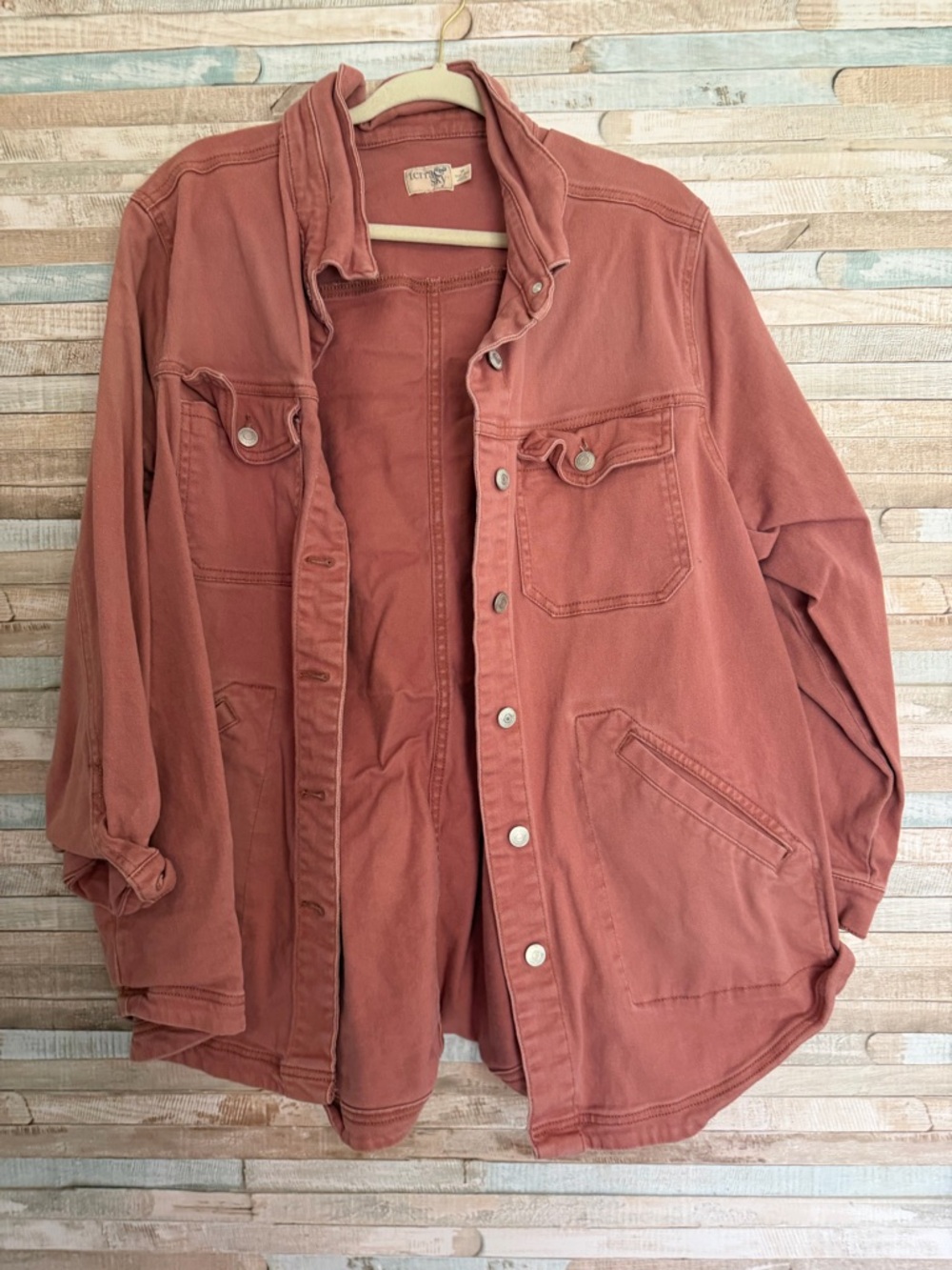Terra & Sky Rust-Toned Oversized Jean Jacket